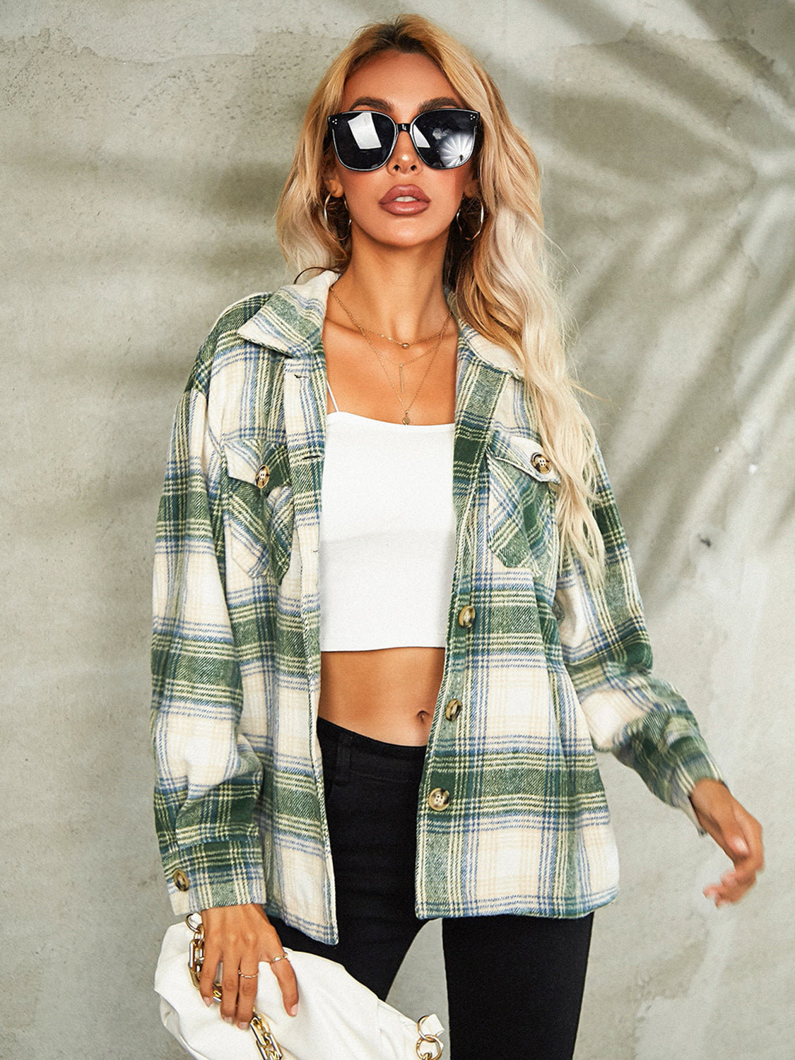 Camila | Chaqueta Cuadros Clásica - Caramelo