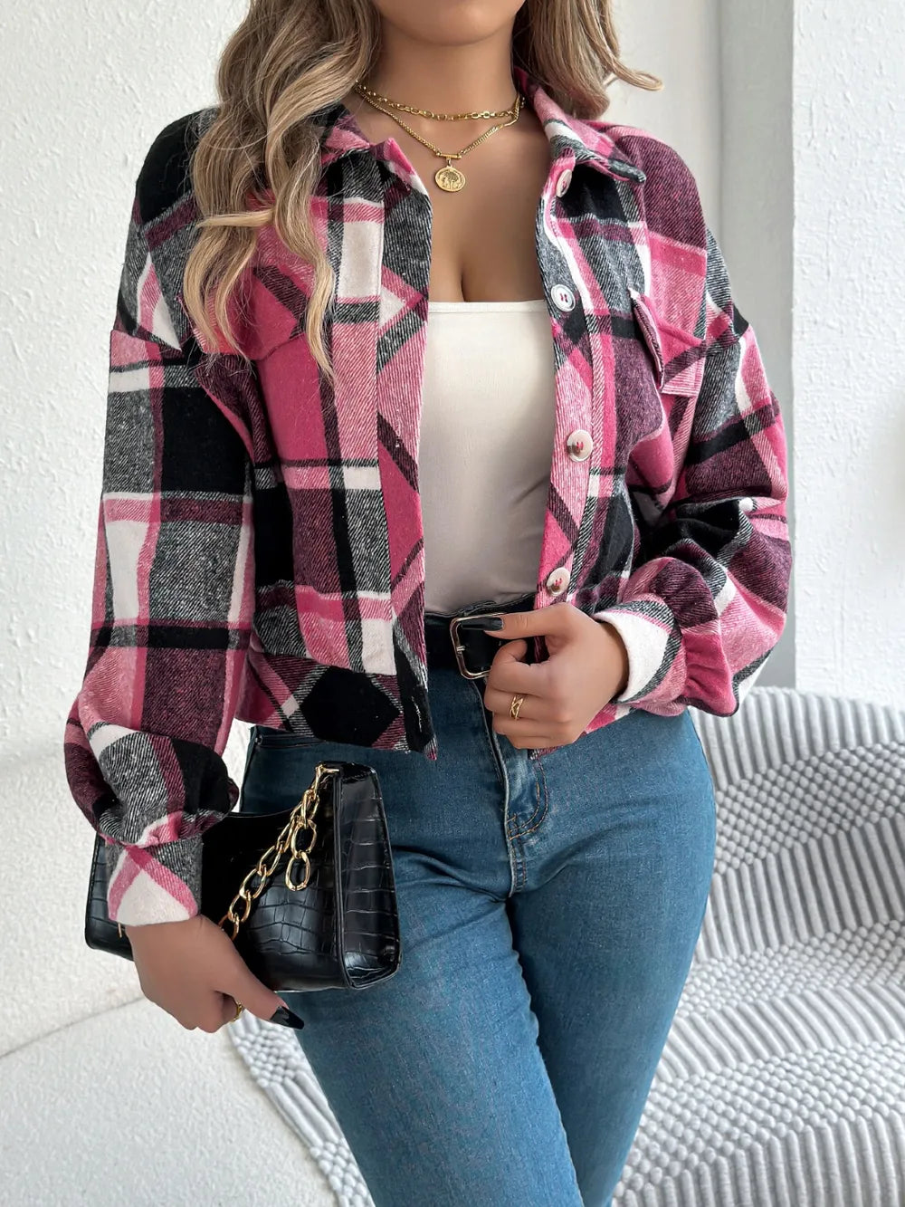 Esmeralda | Chaqueta Cuadros Clásica - Terracota