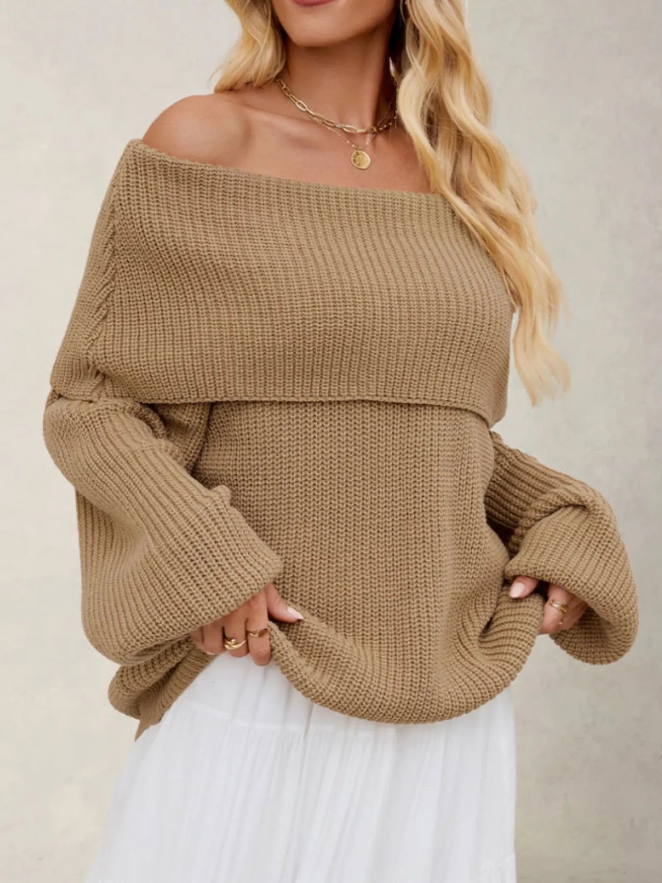 Audra | Suéter Fold Over Collar Manga Larga