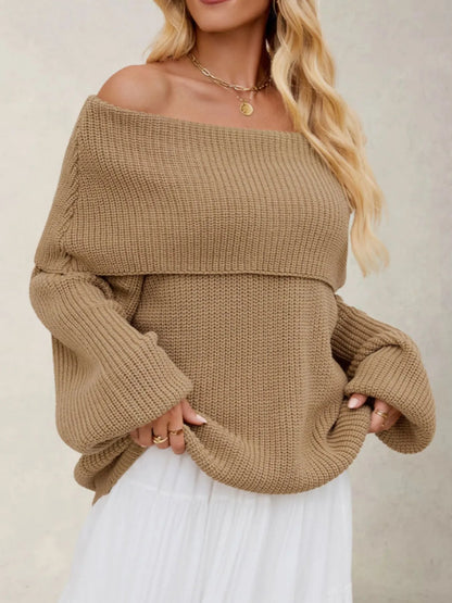 Audra | Suéter Fold Over Collar Manga Larga