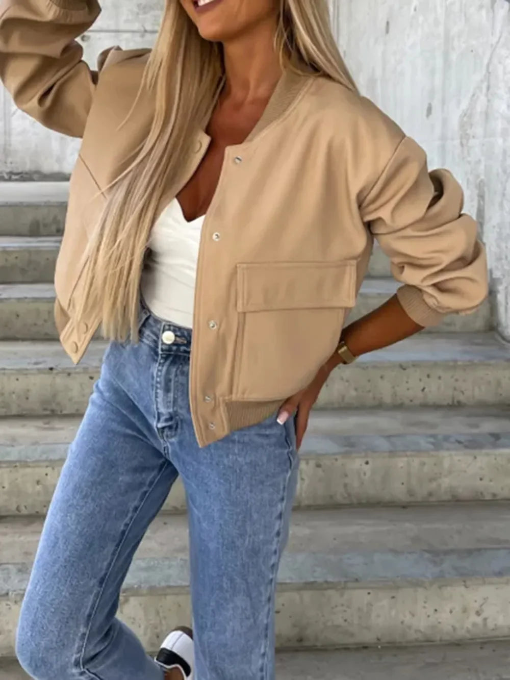 Ximena | Chaqueta Hombro Caído - Beige
