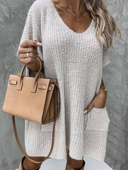 Fanny | Suéter Escote V Manga Corta With Pockets