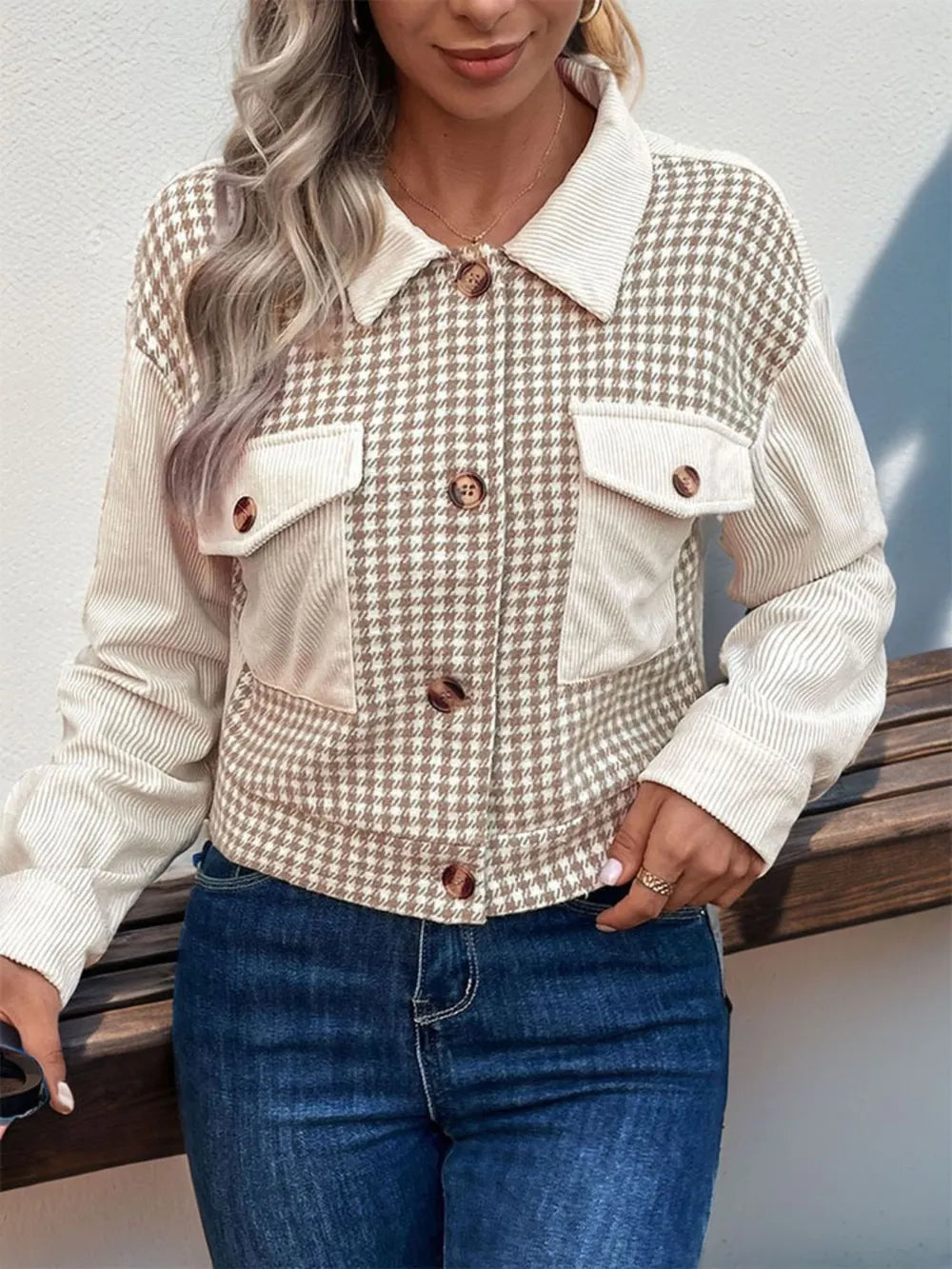 Javiera | Chaqueta Pata de Gallo - Beige