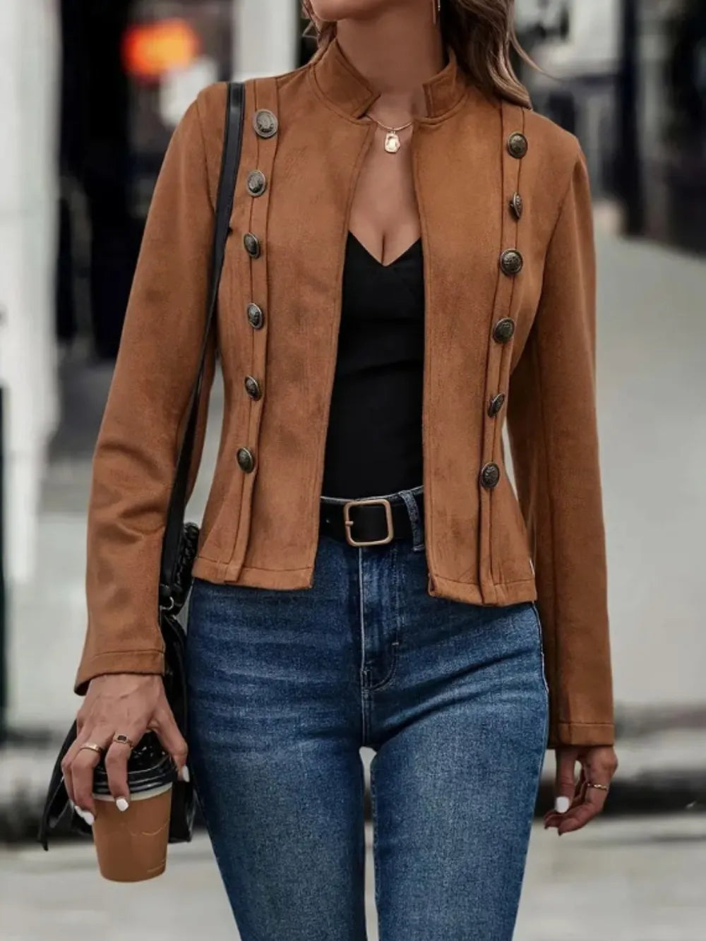 Marcela | Chaqueta Botonera Chic - Café