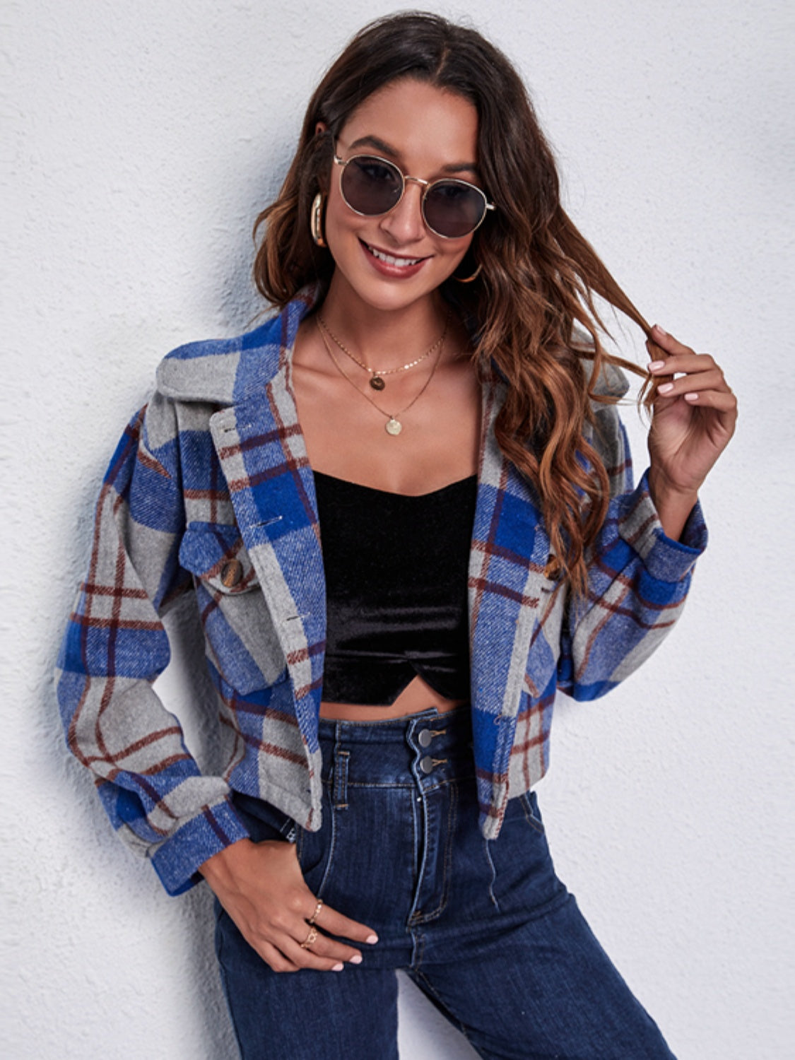 Fernanda | Chaqueta Cuadros Clásica - Blanco