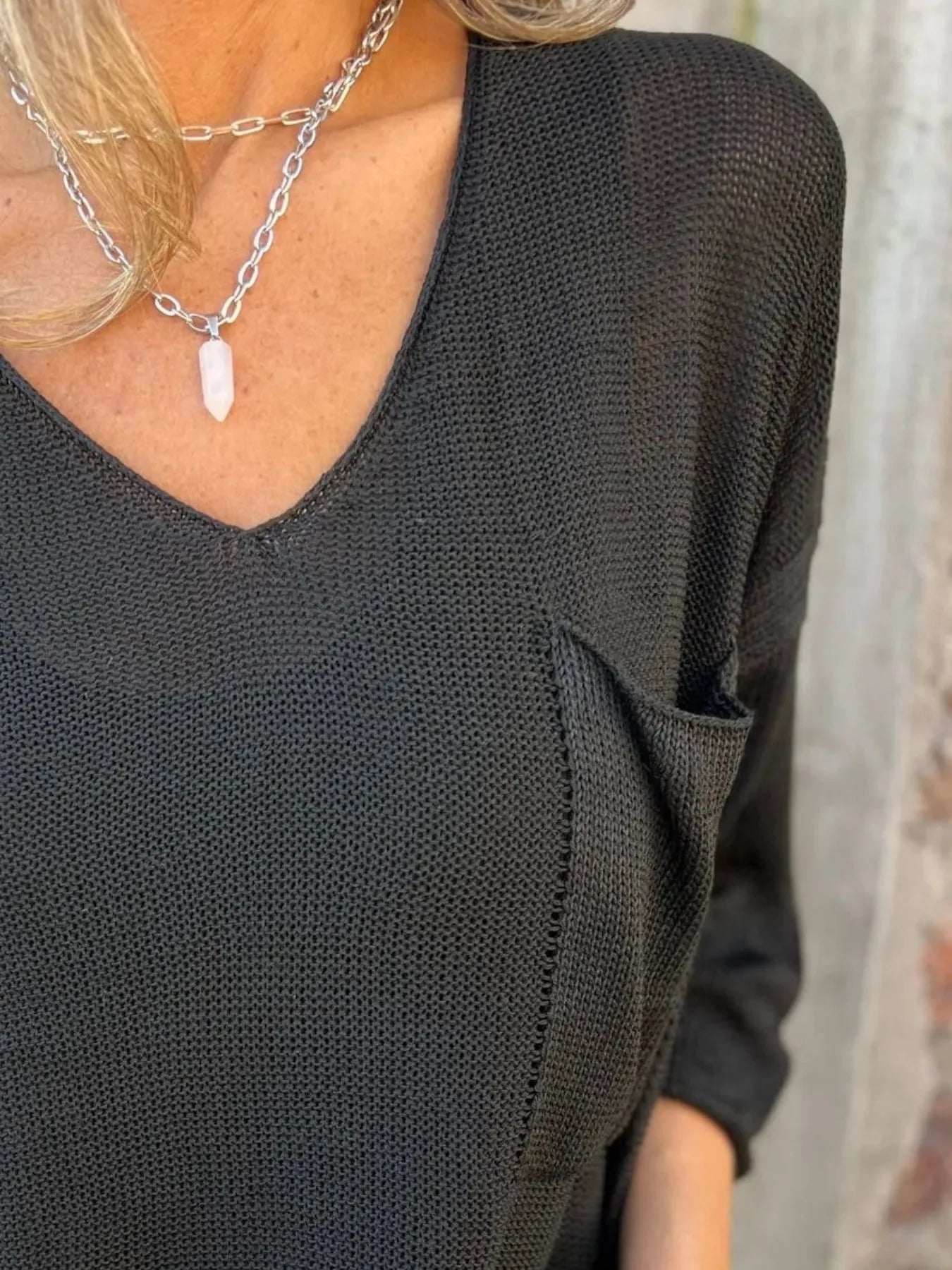 Audrey | Suéter Full Size Casual Escote V Tejido Plus Size