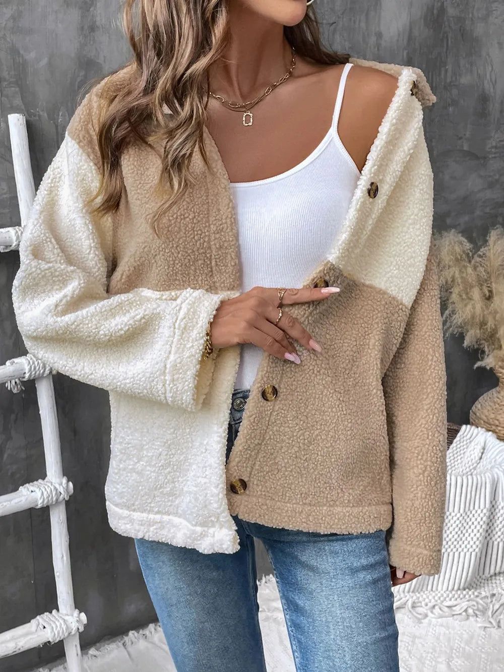 Viviana | Chaqueta Color Block - Tostado