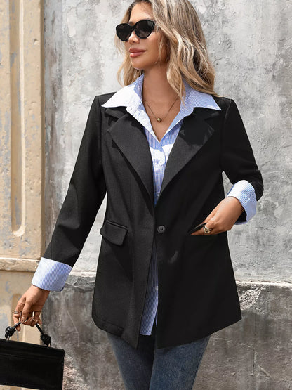 Josefina | Blazer Manga Larga Rayas Efecto Dos Piezas