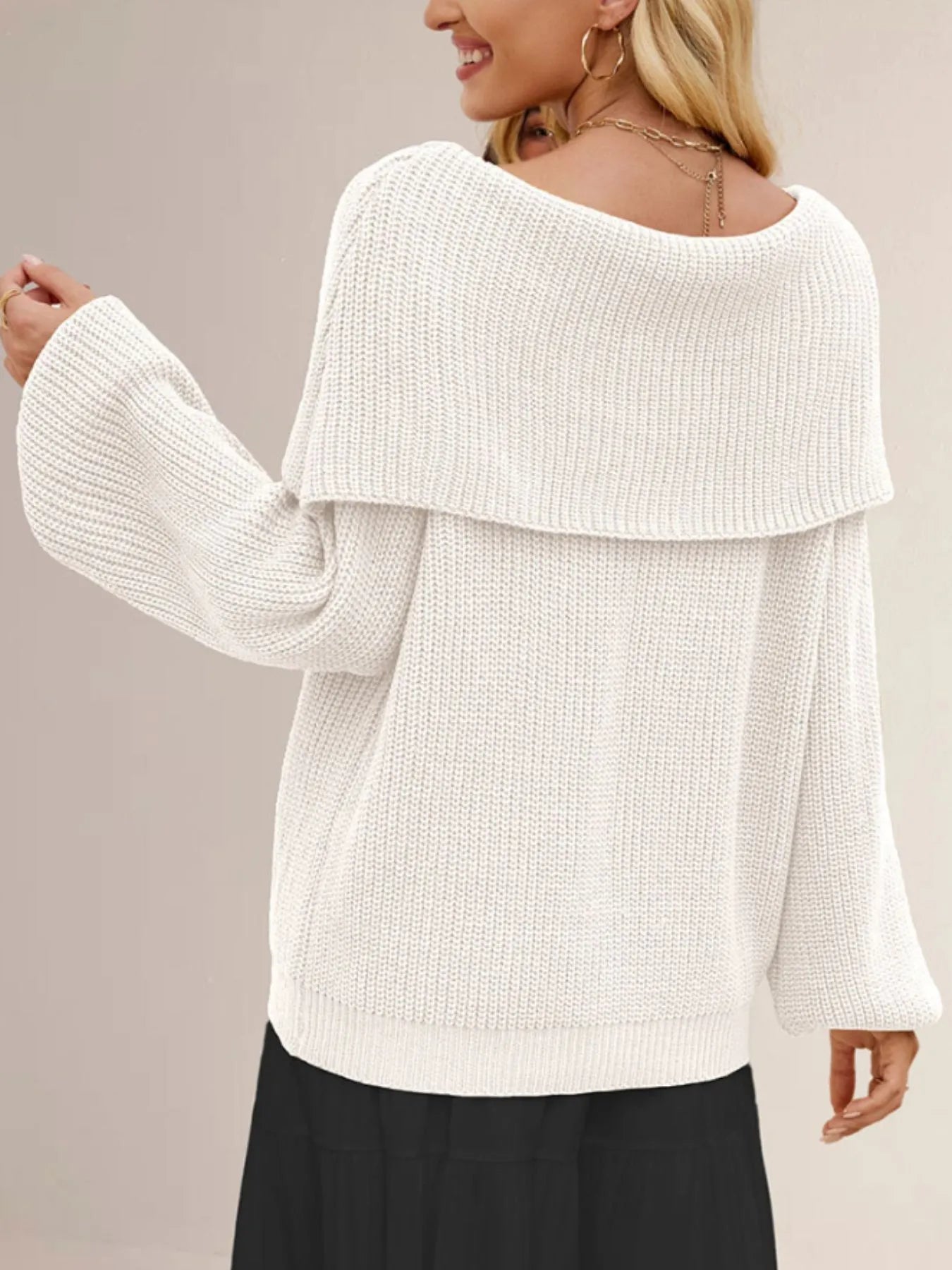 Audra | Suéter Fold Over Collar Manga Larga