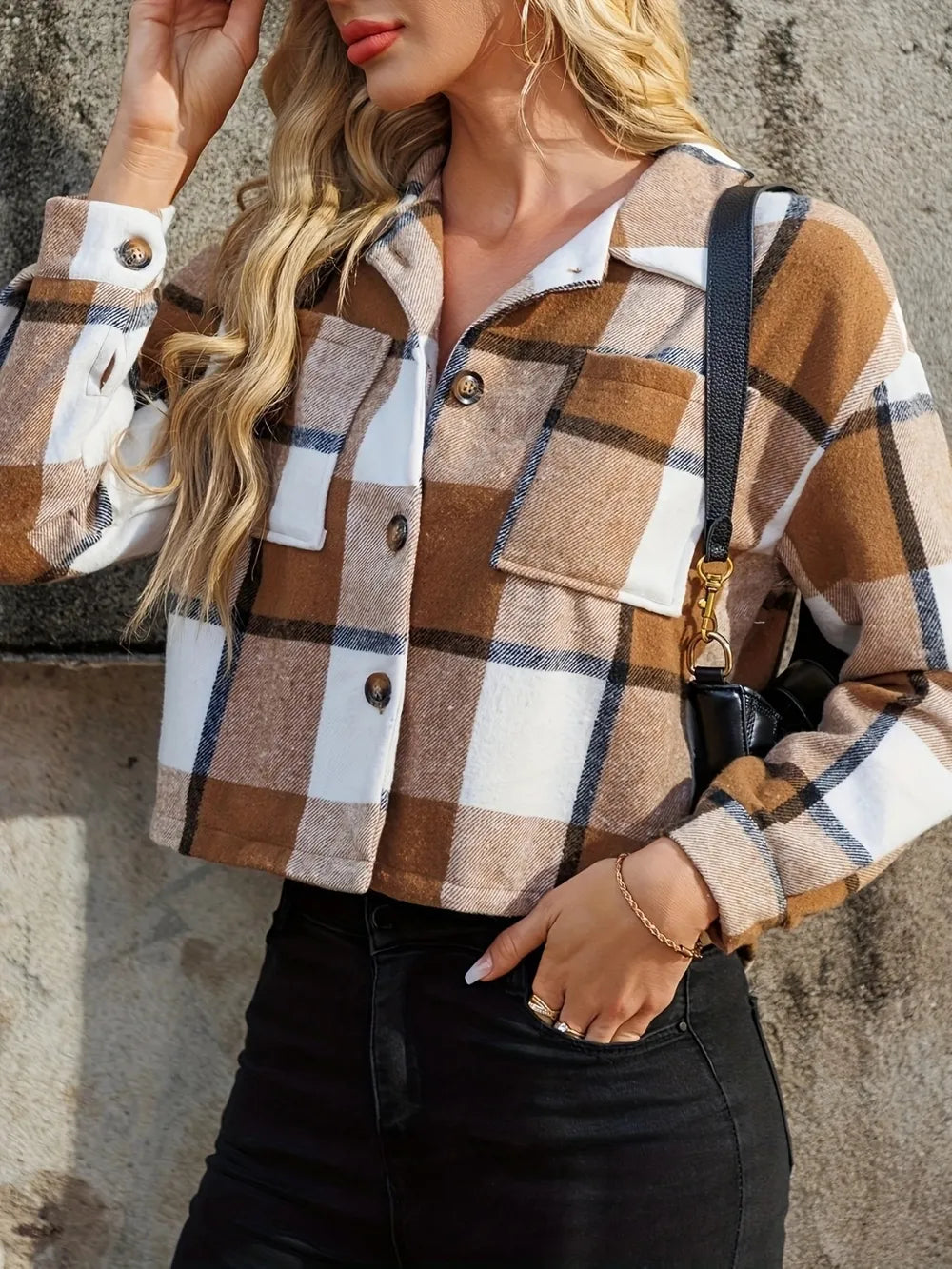Silvana | Chaqueta Tartán Elegante - Caramelo