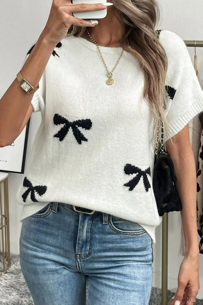 Agata | Suéter Lazo Estampado Tejido Manga Corta