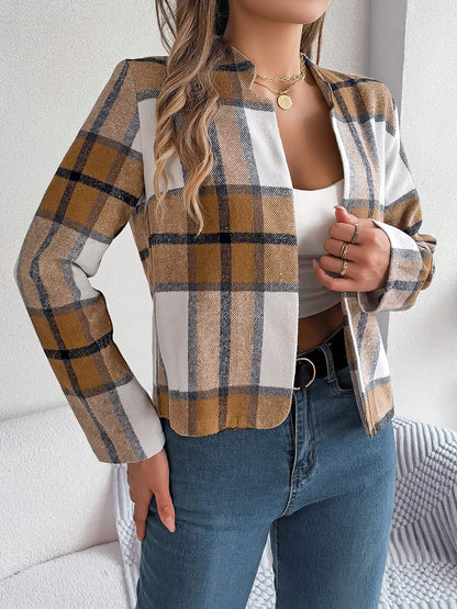 Blanca | Chaqueta Tartán Elegante - Azul Oscuro