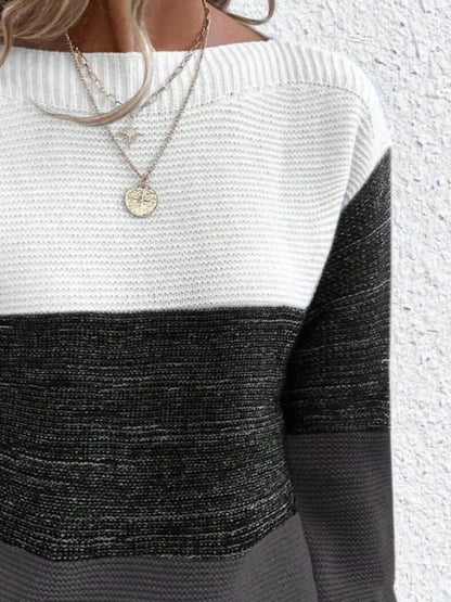 Amelie | Suéter Bicolor Cuello Barco