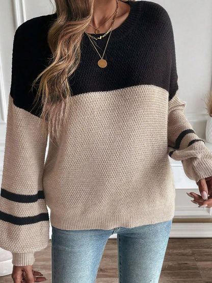 Aminta | Suéter Bicolor Tejido Rayas Detail Casual