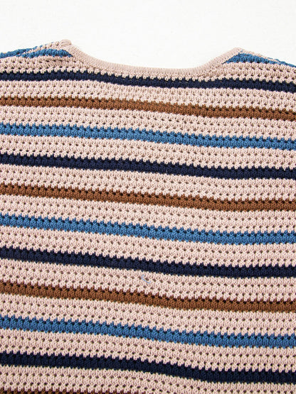 Benita | Suéter Multicolour Rayas Tejidoted Hombros Caídos Cuello Redondo