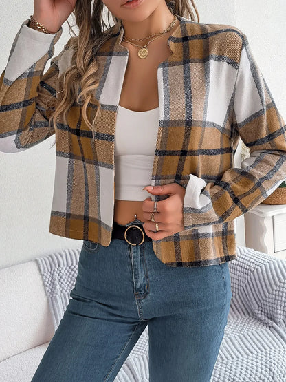 Blanca | Chaqueta Tartán Elegante - Azul Oscuro
