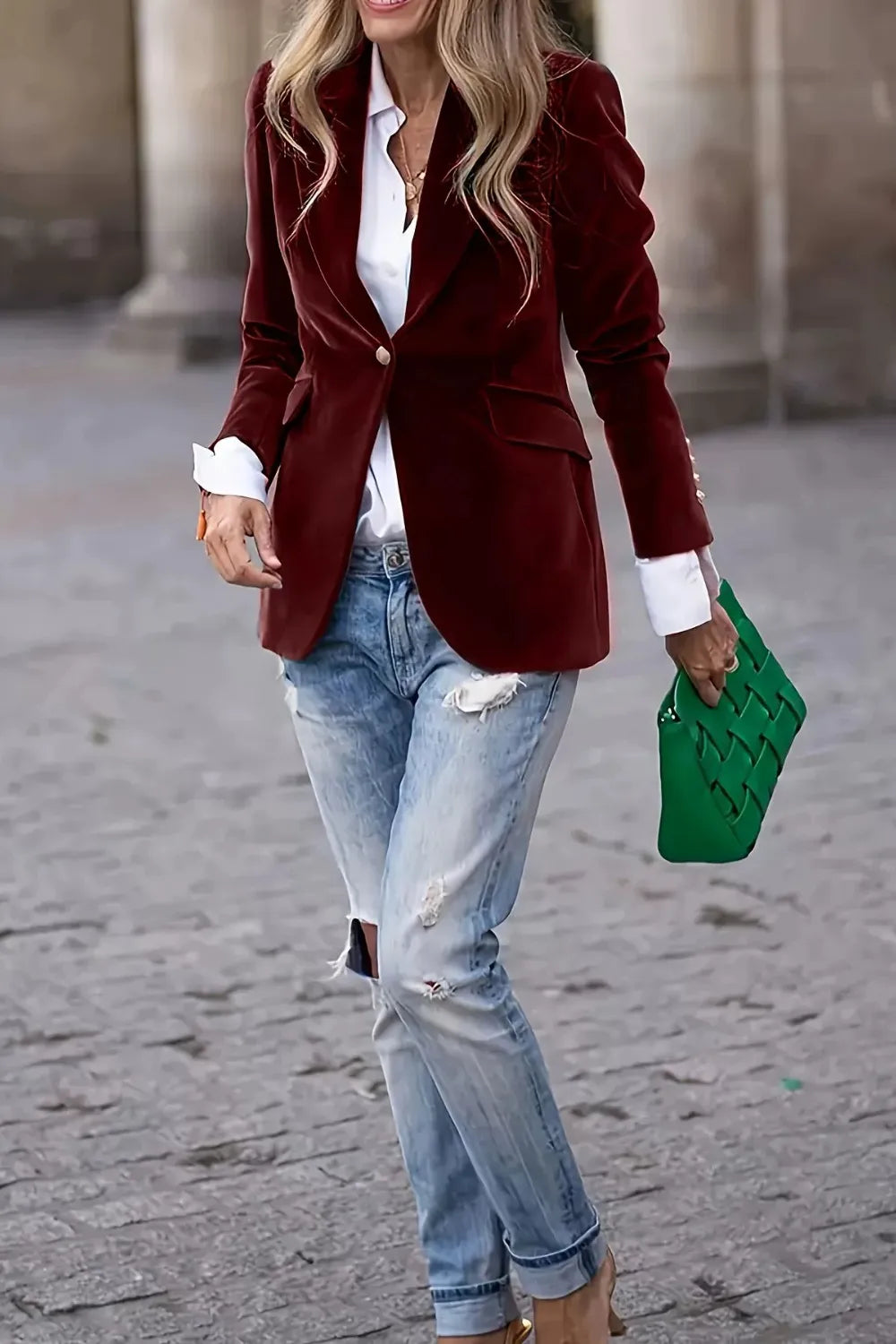 Dalila | Blazer Cuello Solapa Un Botón Clásico