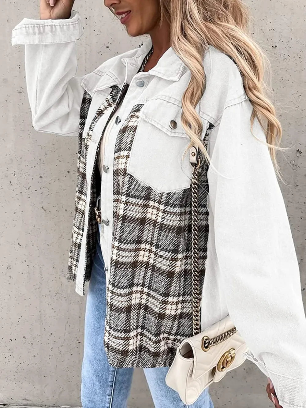 Renata | Chaqueta Cuadros Clásica - Negro