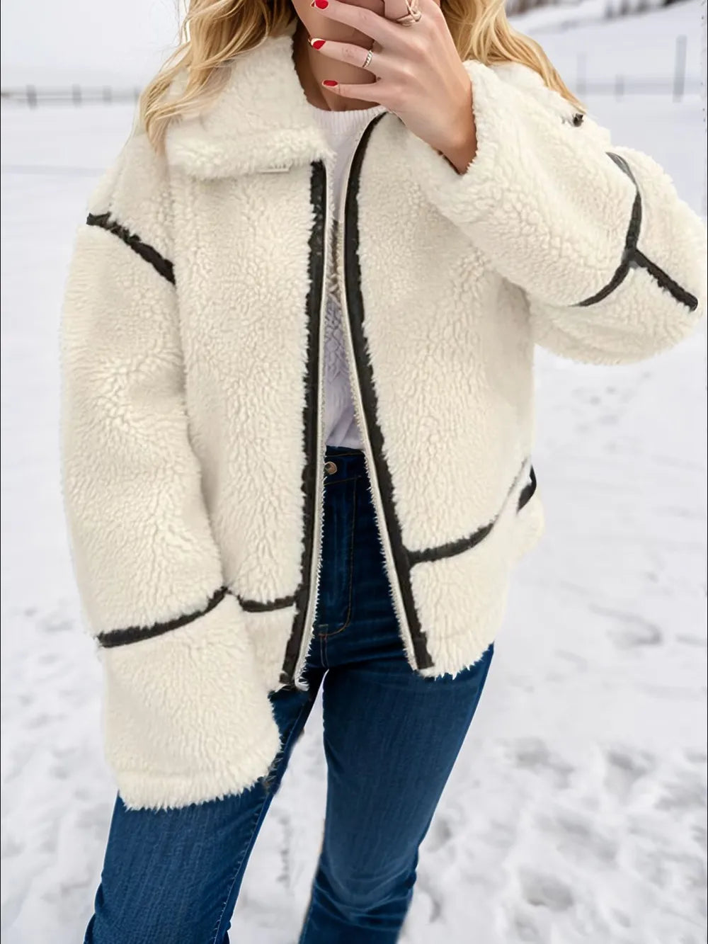 Belén | Chaqueta Polar Zip - Blanco