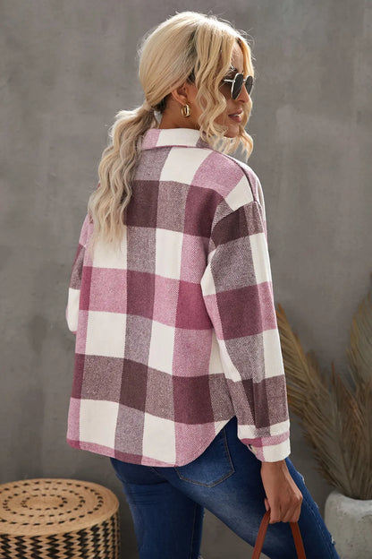 Constanza | Chaqueta Cuadros Clásica - Rosado Polvoso