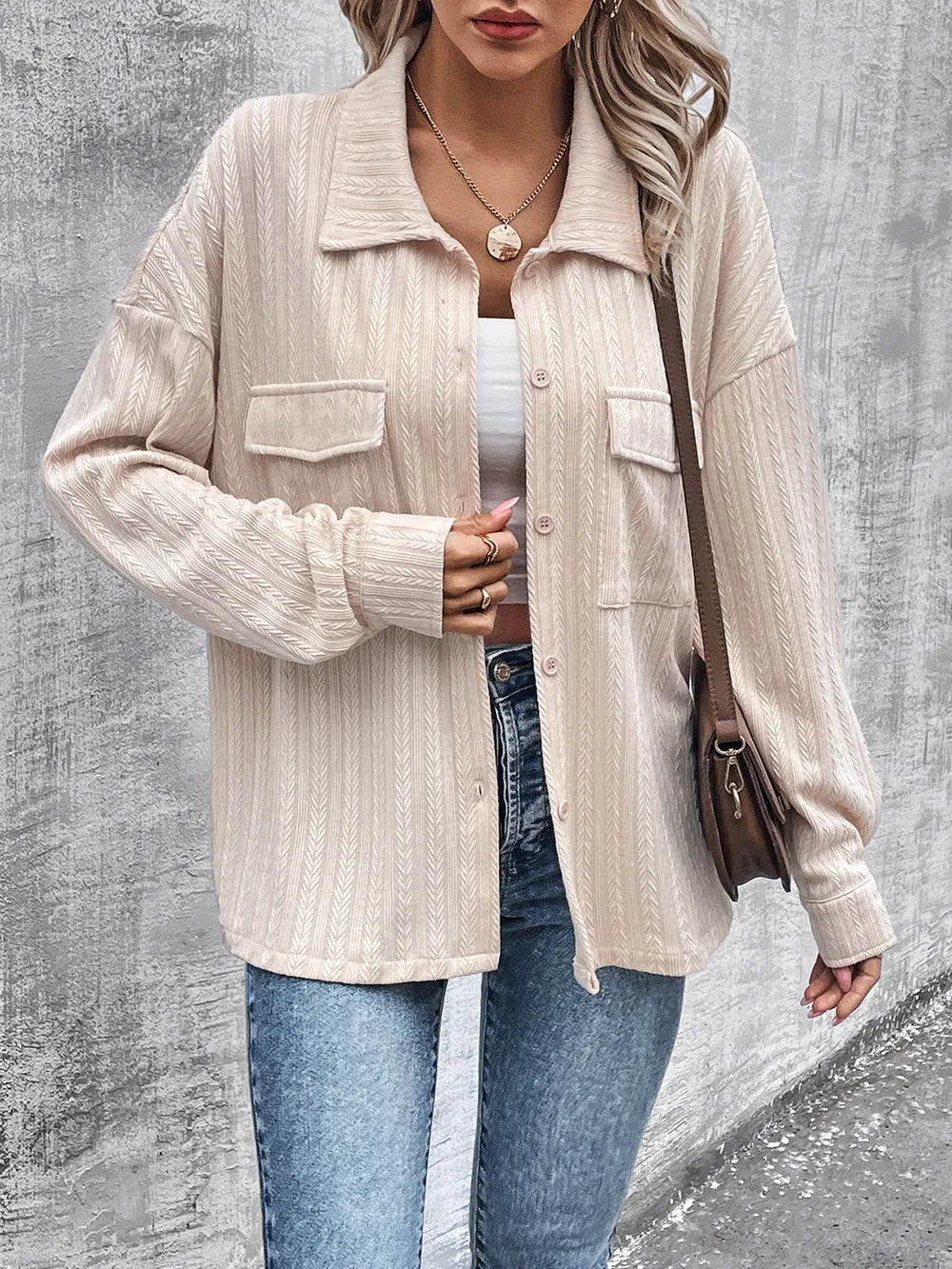 Natalia | Chaqueta Hombro Caído - Beige