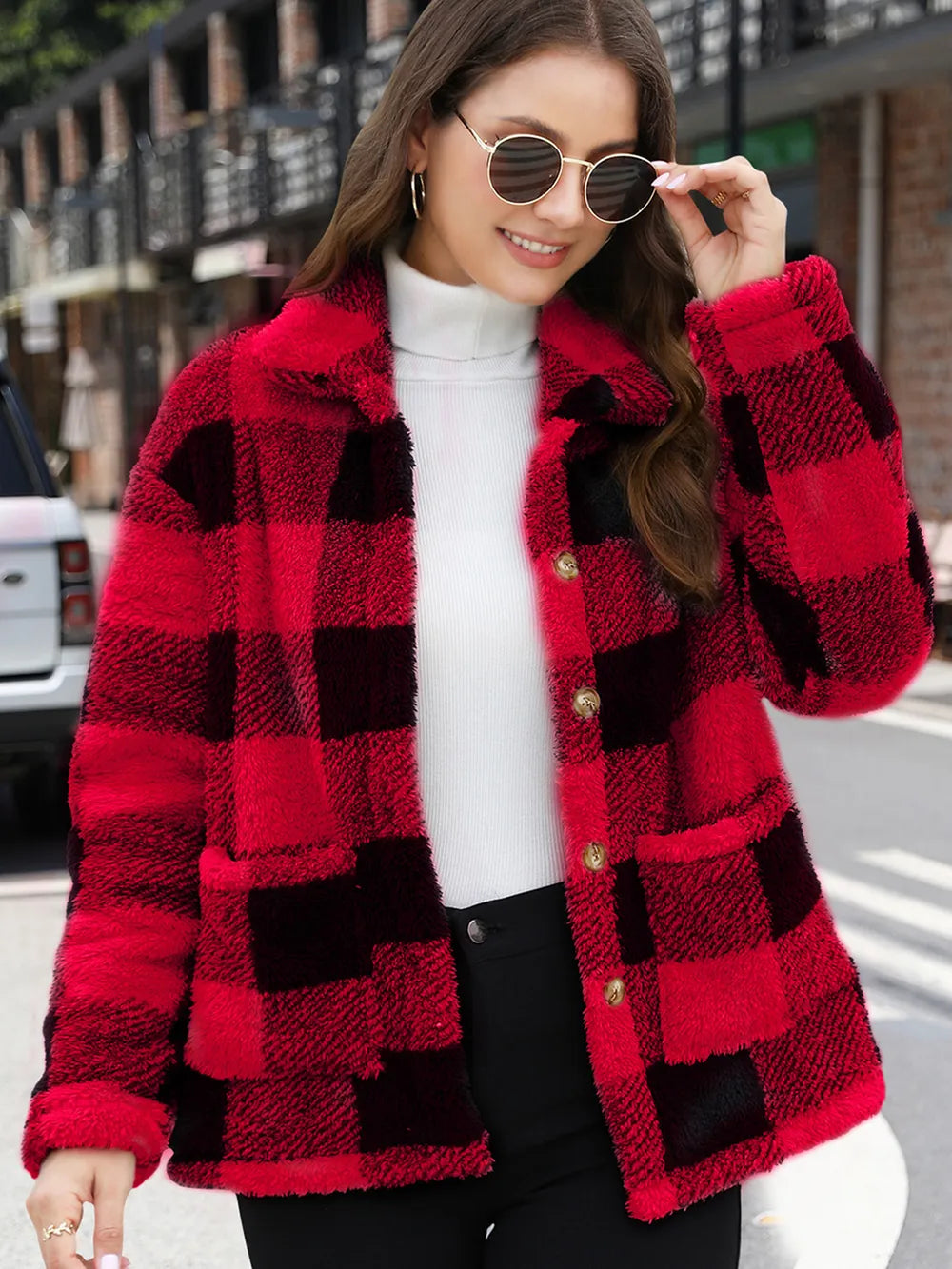 Amelia | Chaqueta Botonera Chic - Deep Rojo