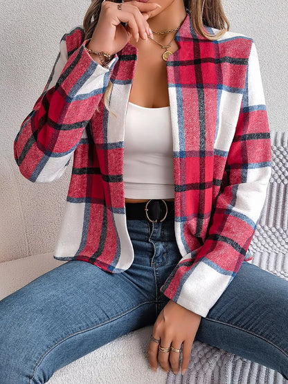Blanca | Chaqueta Tartán Elegante - Azul Oscuro