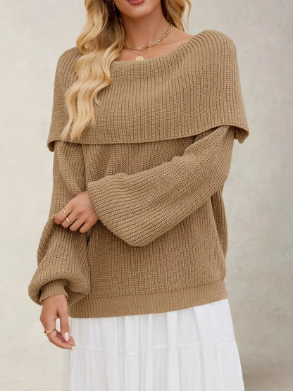 Audra | Suéter Fold Over Collar Manga Larga