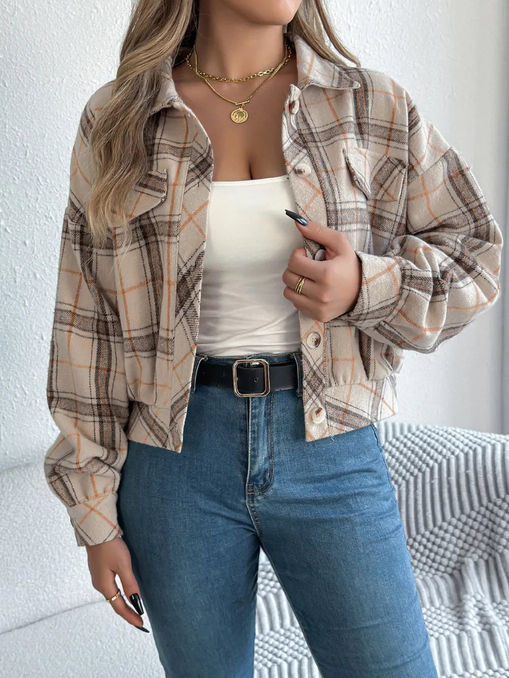 Esmeralda | Chaqueta Cuadros Clásica - Terracota