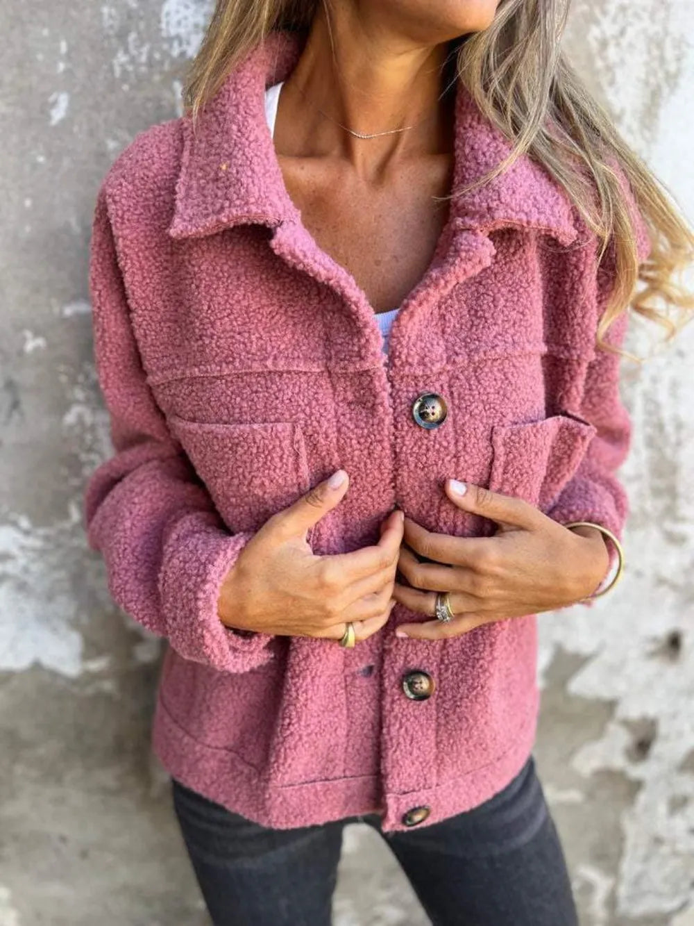 Victoria | Chaqueta Botonera Chic - Rosado Polvoso