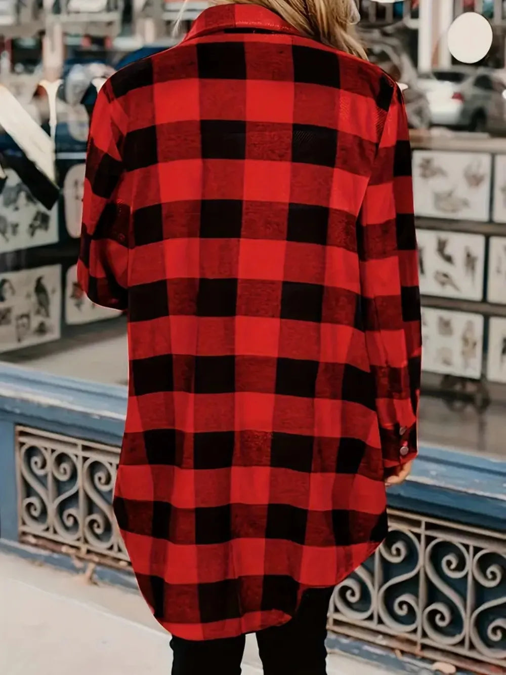Verónica | Chaqueta Tartán Elegante - Deep Rojo