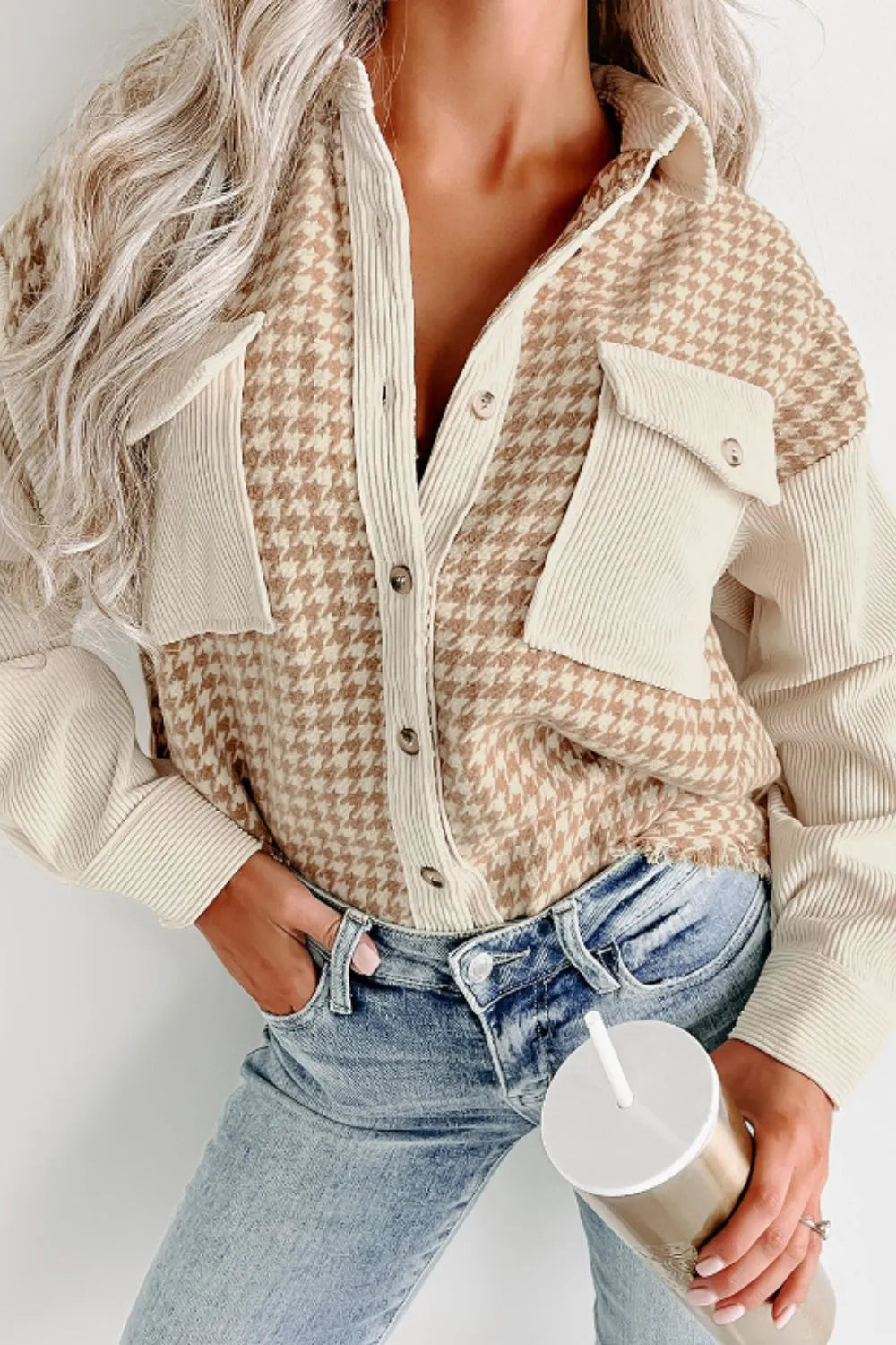 Luz | Chaqueta Pata de Gallo - Beige