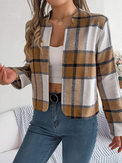 Blanca | Chaqueta Tartán Elegante - Azul Oscuro