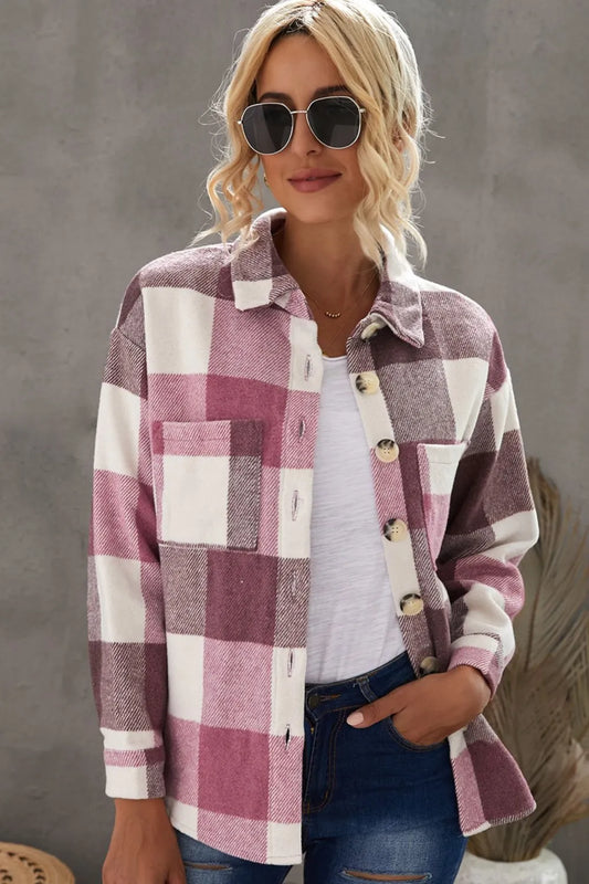 Constanza | Chaqueta Cuadros Clásica - Rosado Polvoso