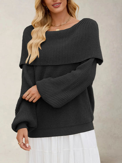Audra | Suéter Fold Over Collar Manga Larga