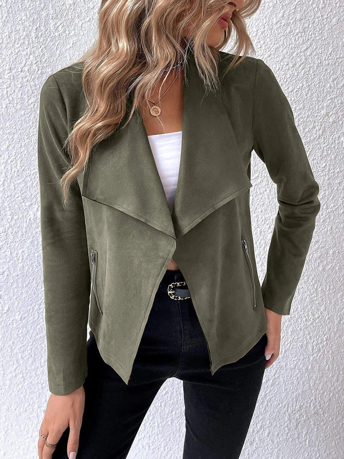 Alejandra | Chaqueta Cuello Estructurado - Verde Militar