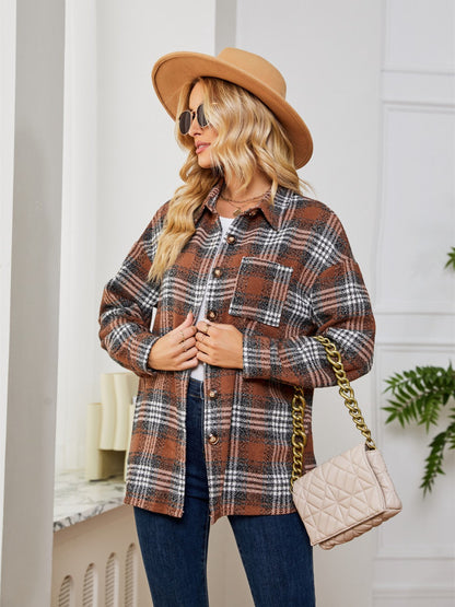 Karina | Chaqueta Tartán Elegante - Café