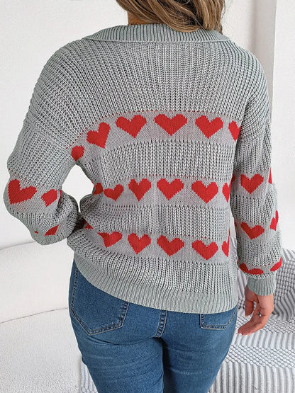 Ayasha | Suéter Heart Johnny Collar Manga Larga