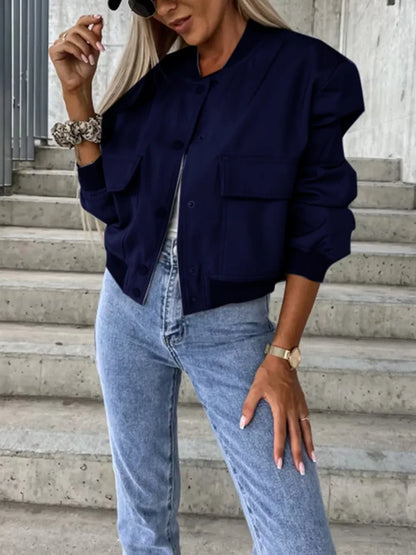 Ximena | Chaqueta Hombro Caído - Azul Marino