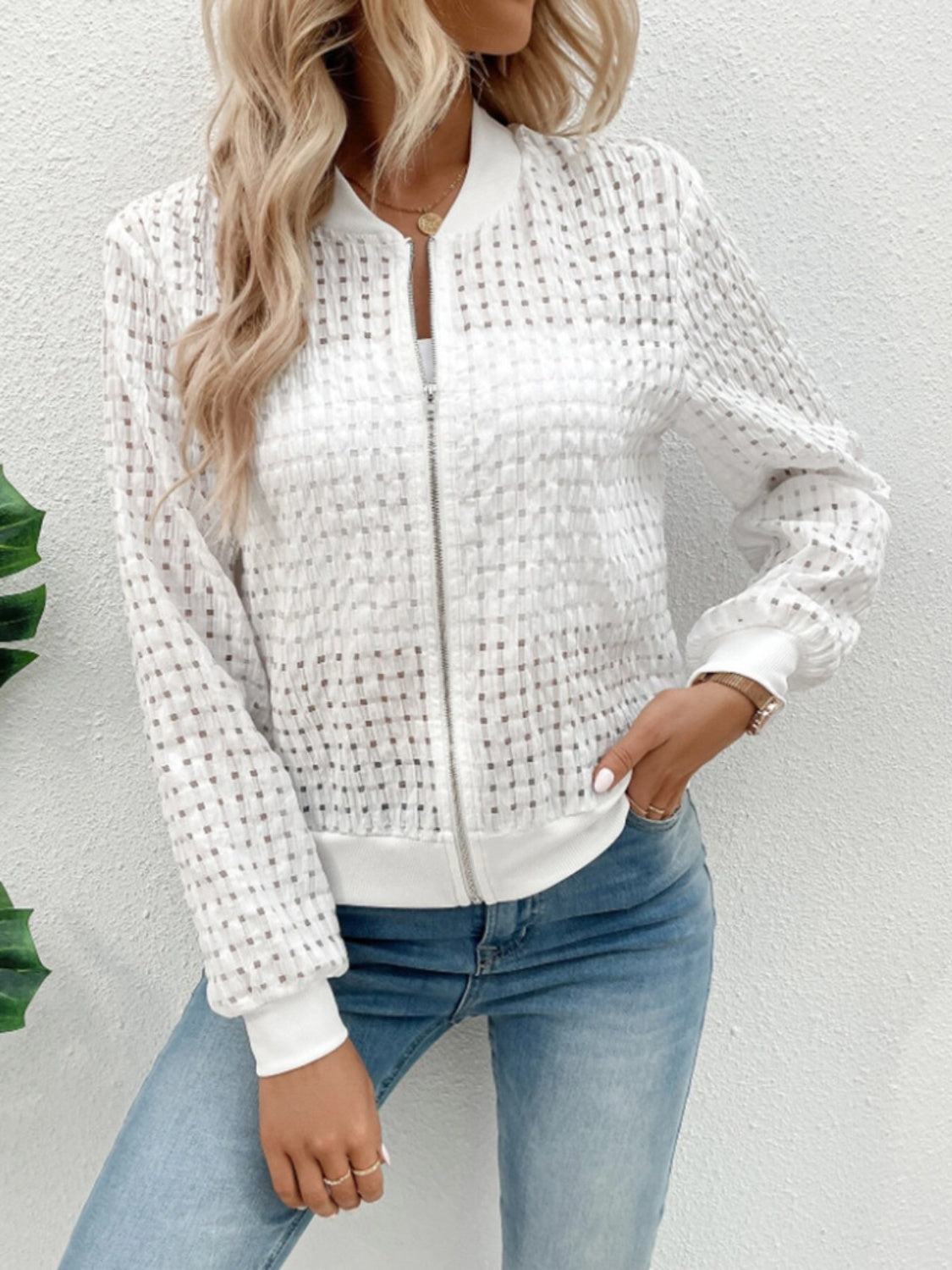 Ámbar | Chaqueta Polar Zip - Blanco