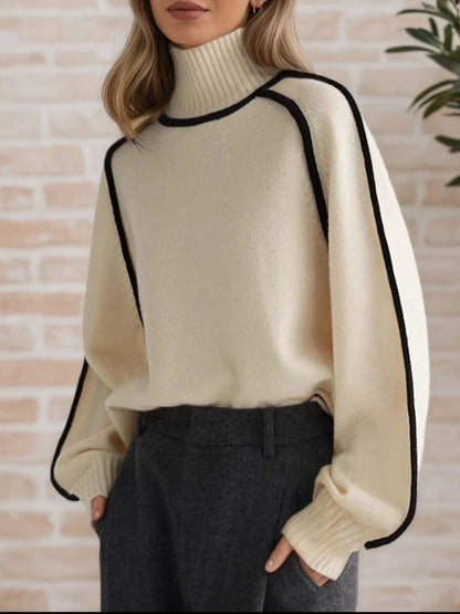 Armanda | Suéter Con Contraste Trim Cuello Alto