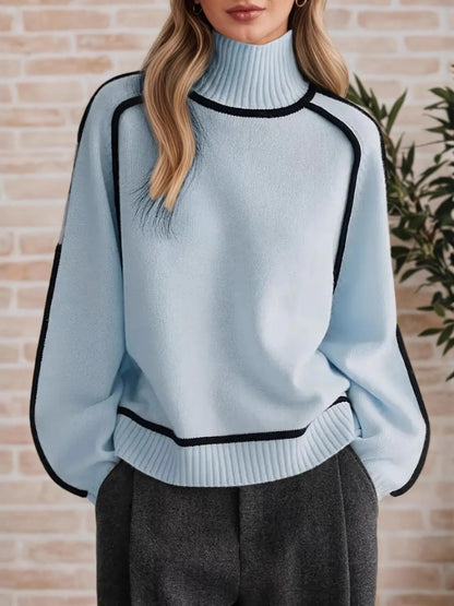 Armanda | Suéter Con Contraste Trim Cuello Alto