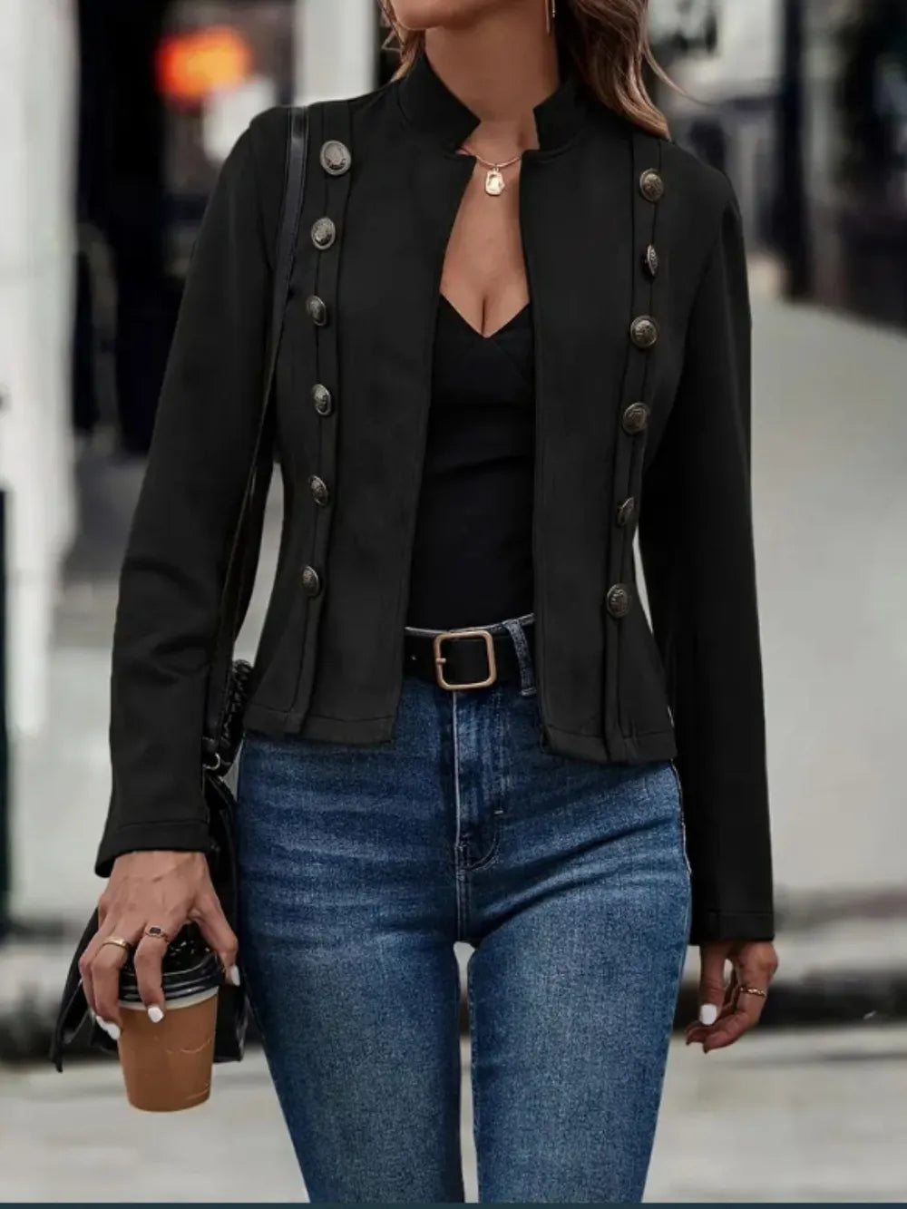 Marcela | Chaqueta Botonera Chic - Negro