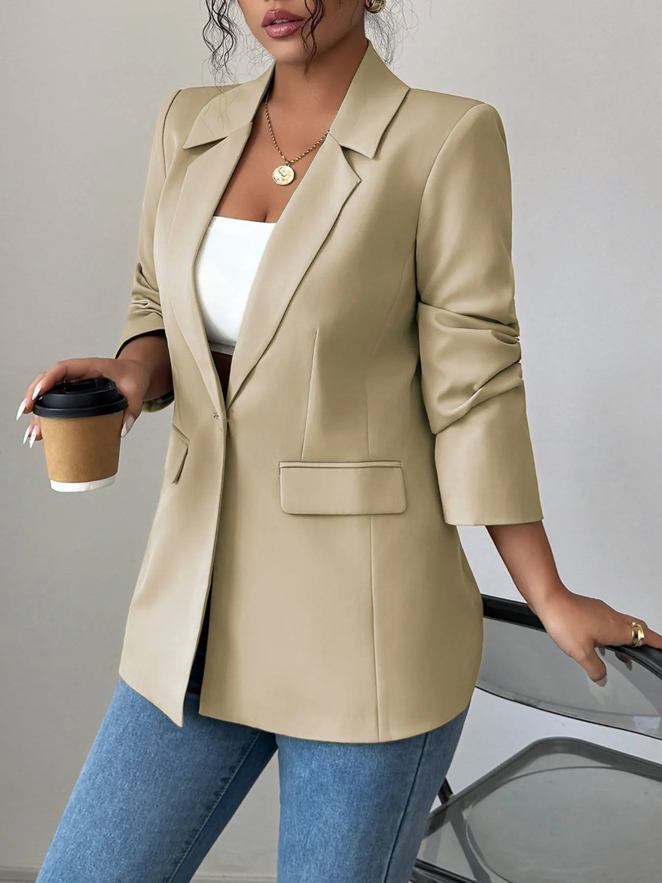 Eliza | Blazer Un Botón Cuello Solapa Premium