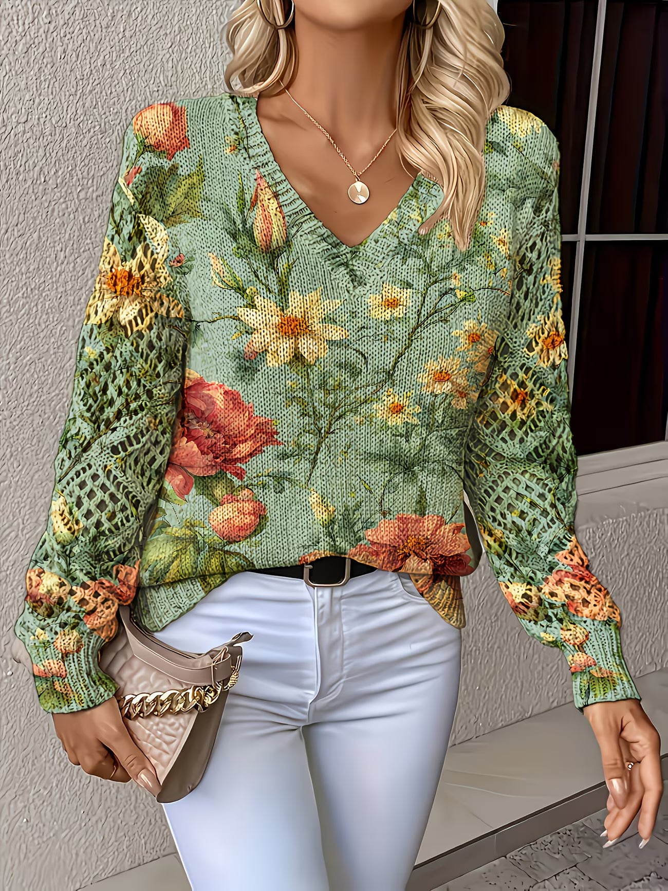 Otoñal | Suéter Floral Estampado
