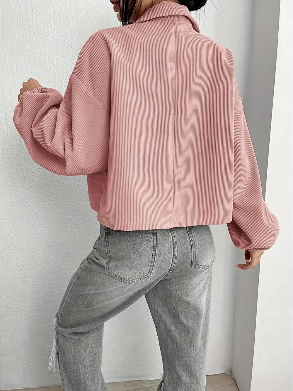 Vera | Chaqueta Hombro Caído - Pale Rosado Empolvado