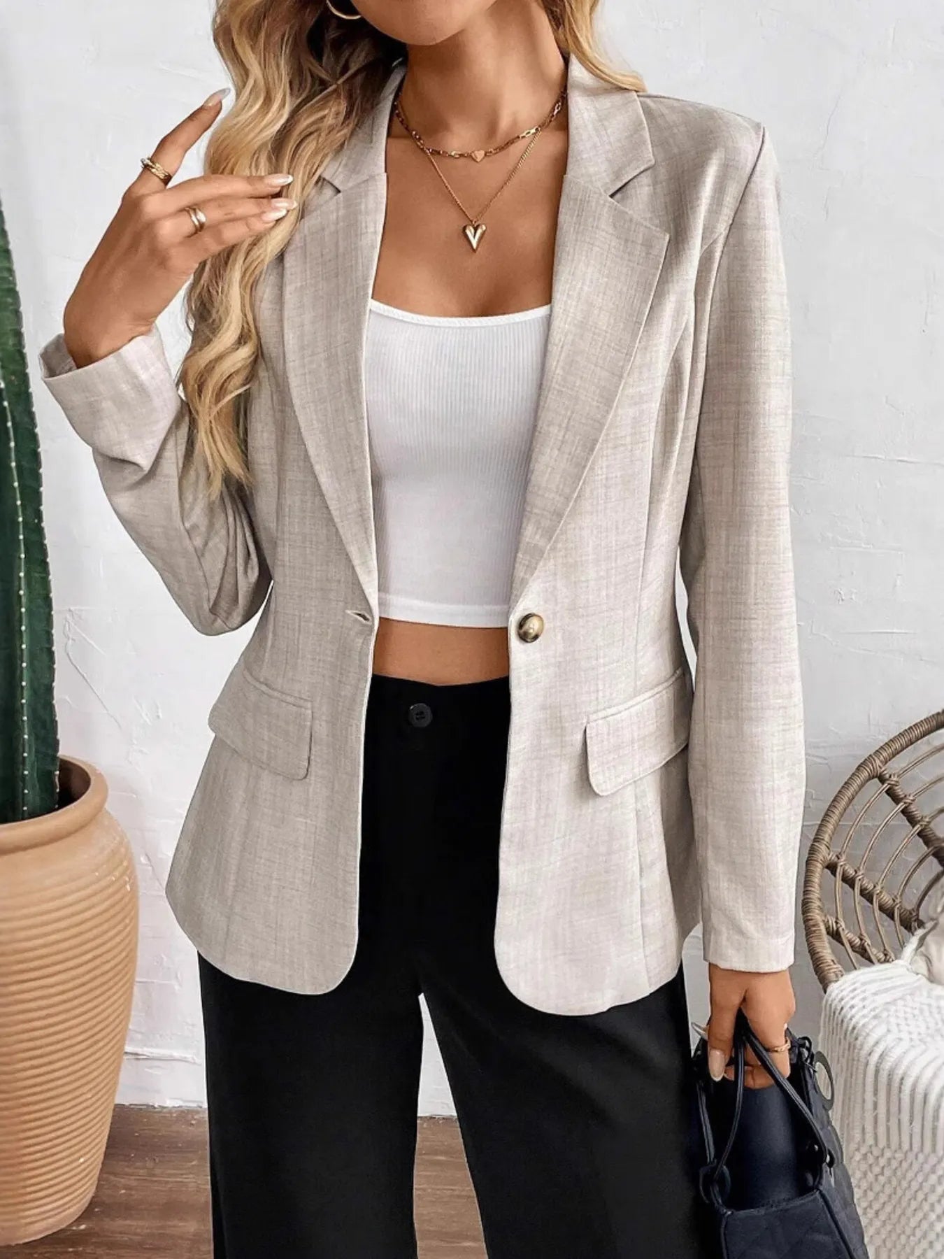 Elba | Blazer Un Botón Cuello Solapa