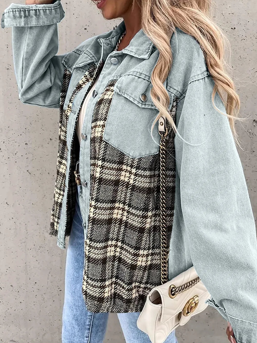 Renata | Chaqueta Cuadros Clásica - Negro