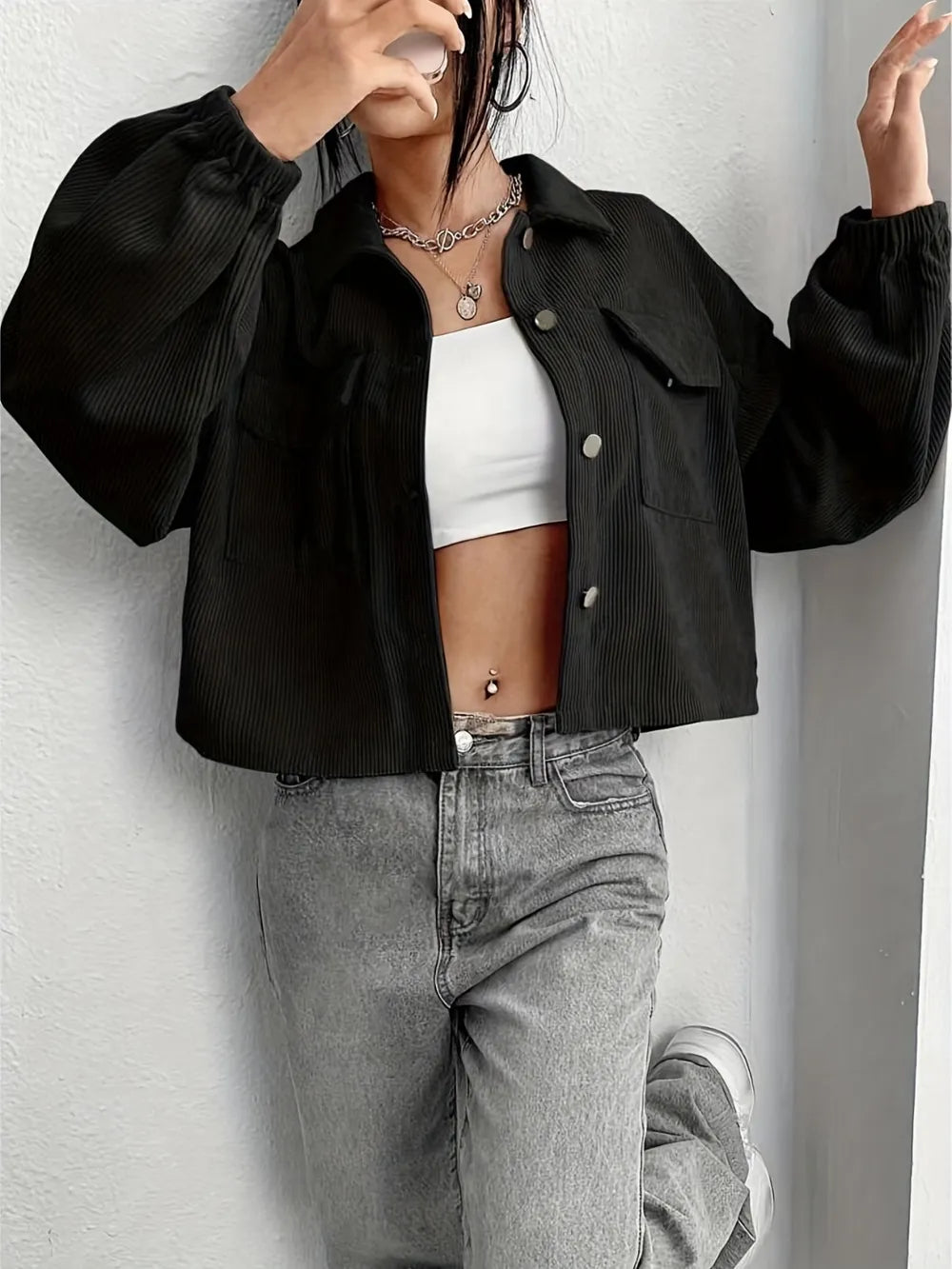 Vera | Chaqueta Hombro Caído - Negro