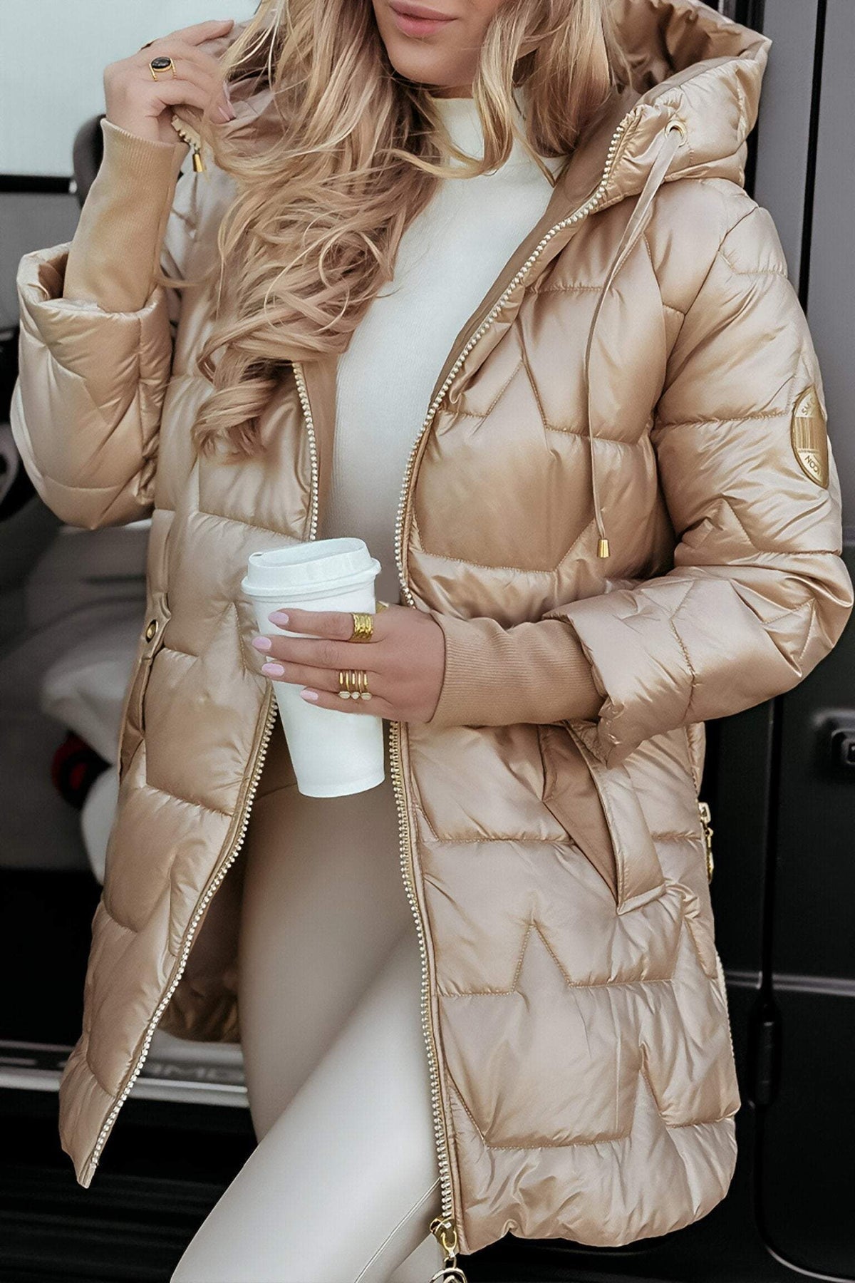 Glow | Parka Beige Brillante